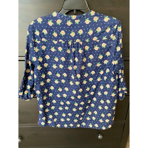 LC Lauren Conrad Navy Floral Patterned Top - Picture 3 of 3